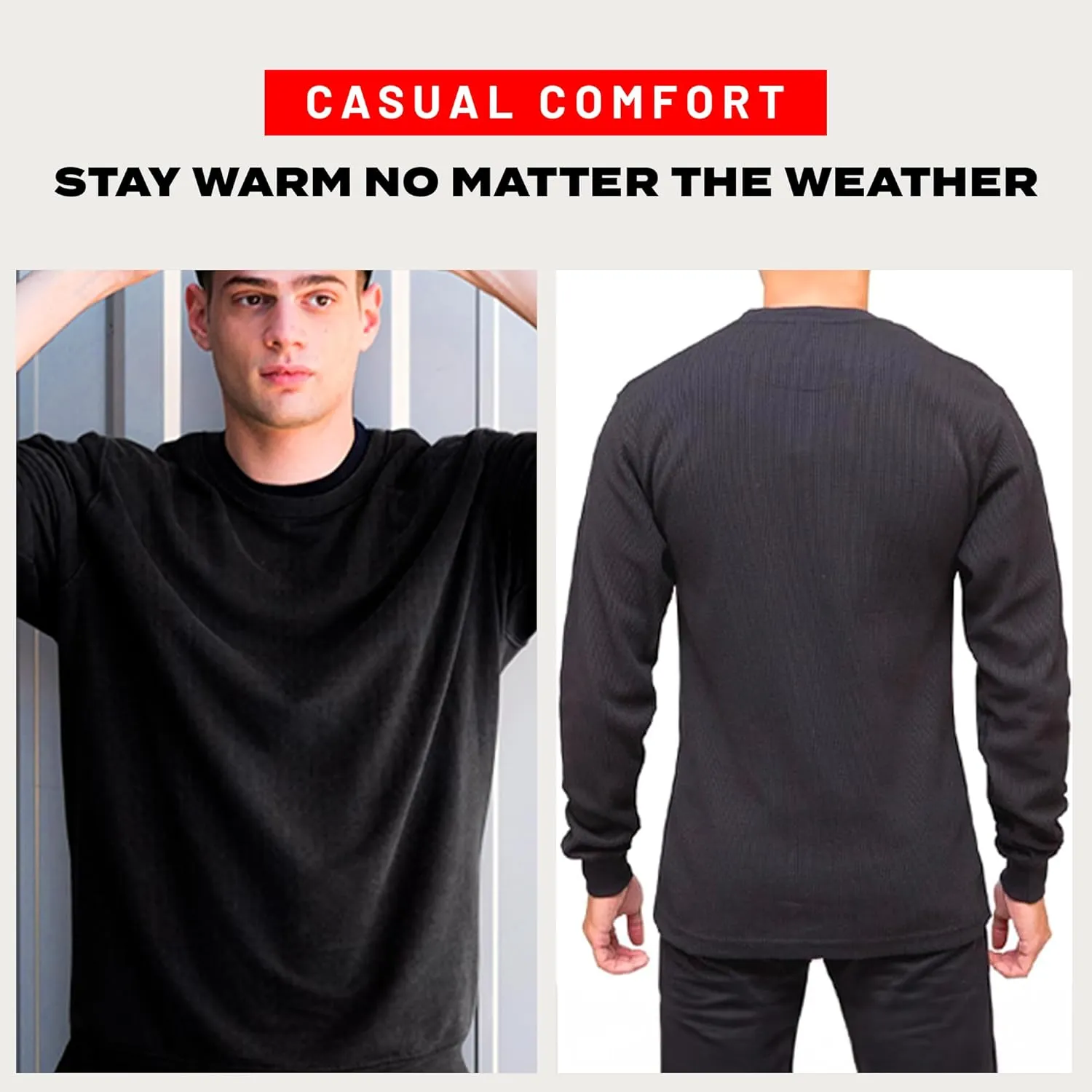 Access Heavyweight Crew Neck Thermal Shirts for Men, Crafted from Rugged Waffle Knit Fabric, Men's Thermal Long Sleeve Shirt