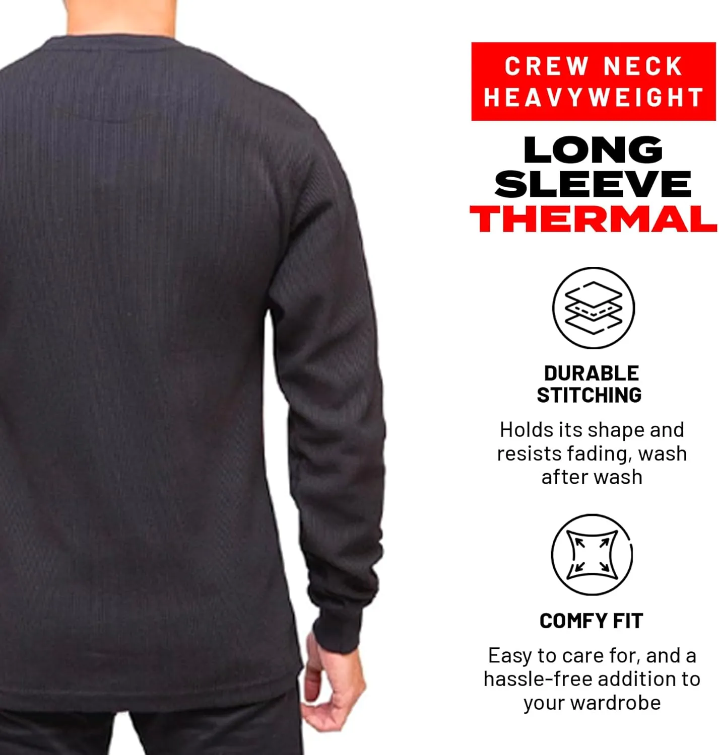 Access Heavyweight Crew Neck Thermal Shirts for Men, Crafted from Rugged Waffle Knit Fabric, Men's Thermal Long Sleeve Shirt