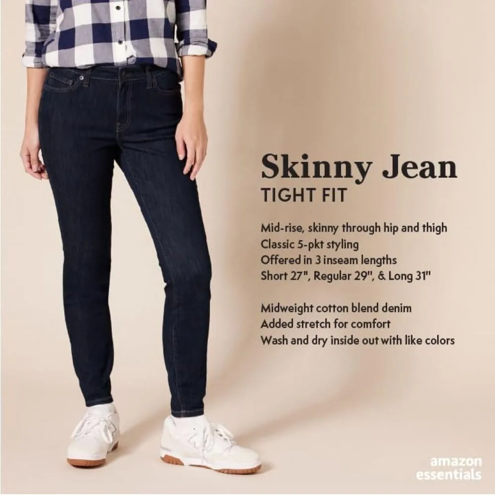 Amazon Essentials Women's Mid-Rise Stretchy Skinny Jean
