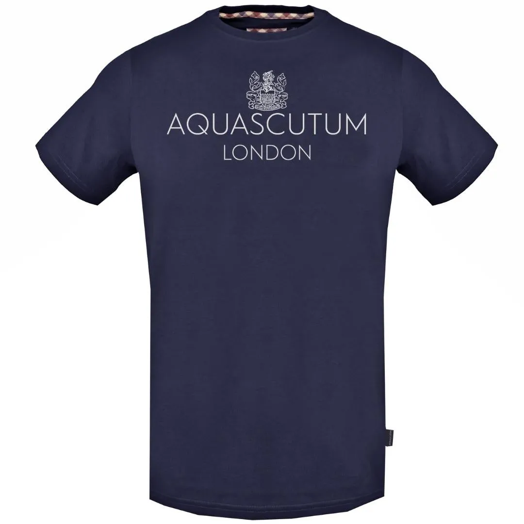 Aquascutum Bold London Logo Navy T Shirt