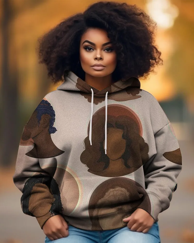 Art Portrait Print Long-sleeved Hoodie