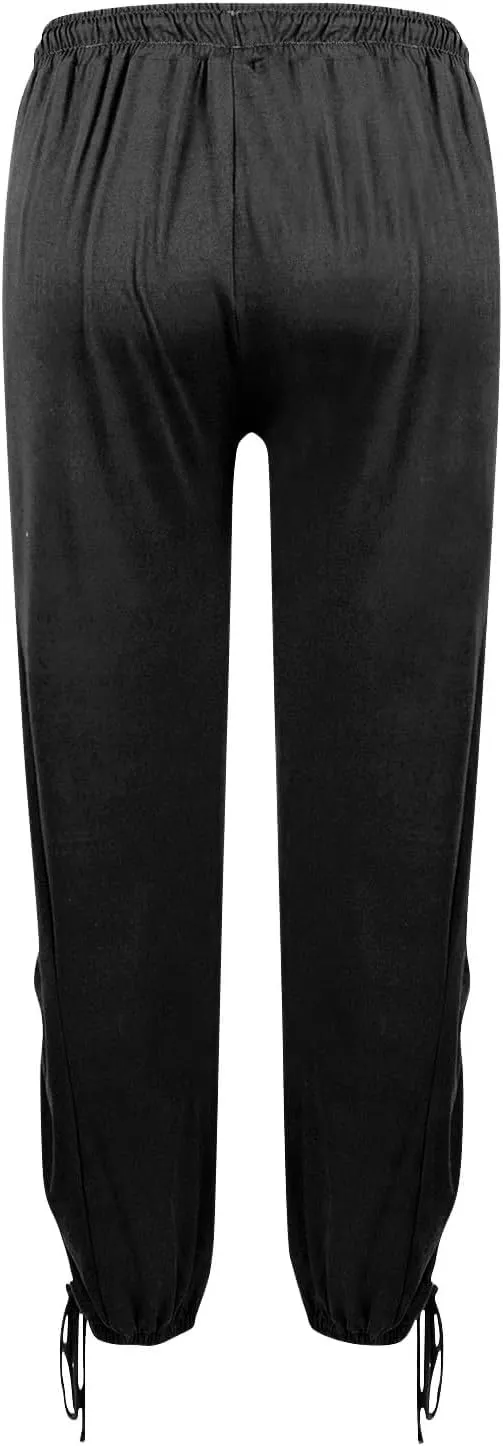 Capri Harem Pants for Women Baggy Side Drawstring Beach Pants Pleated Loose Lounge Trousers 2025 Streetwear