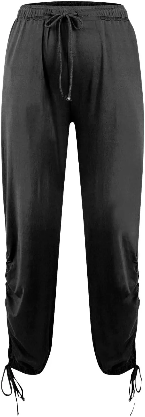 Capri Harem Pants for Women Baggy Side Drawstring Beach Pants Pleated Loose Lounge Trousers 2025 Streetwear