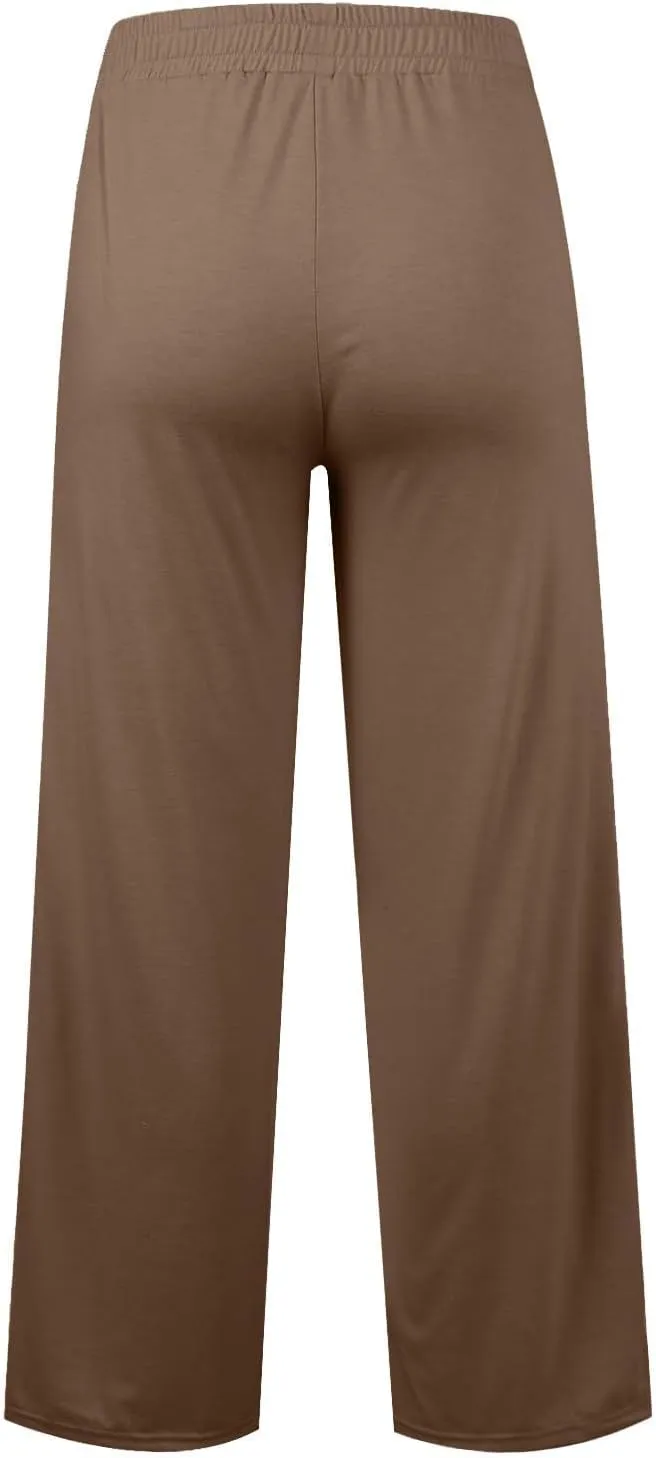 Casual Sweaterpants for Women Loose High Waist Wide Leg Pants Elastic Drawstring Straight Leg Sweatpants Lounge Pant