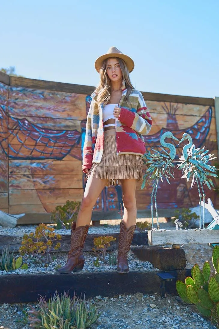 Cozy Aztec Zip Up Jacket