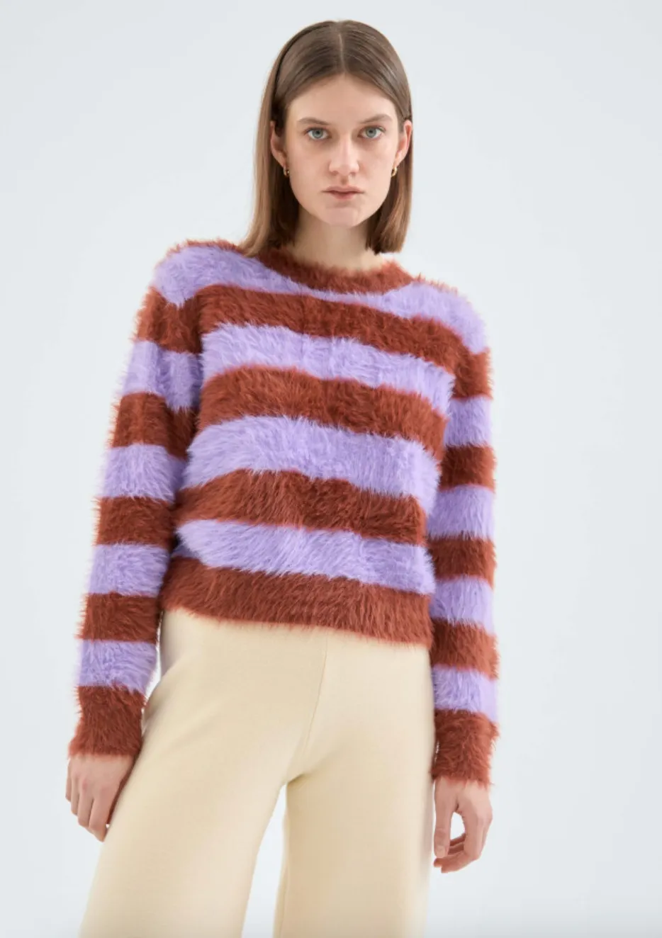 Fuzzy Soft Stripe Sweater