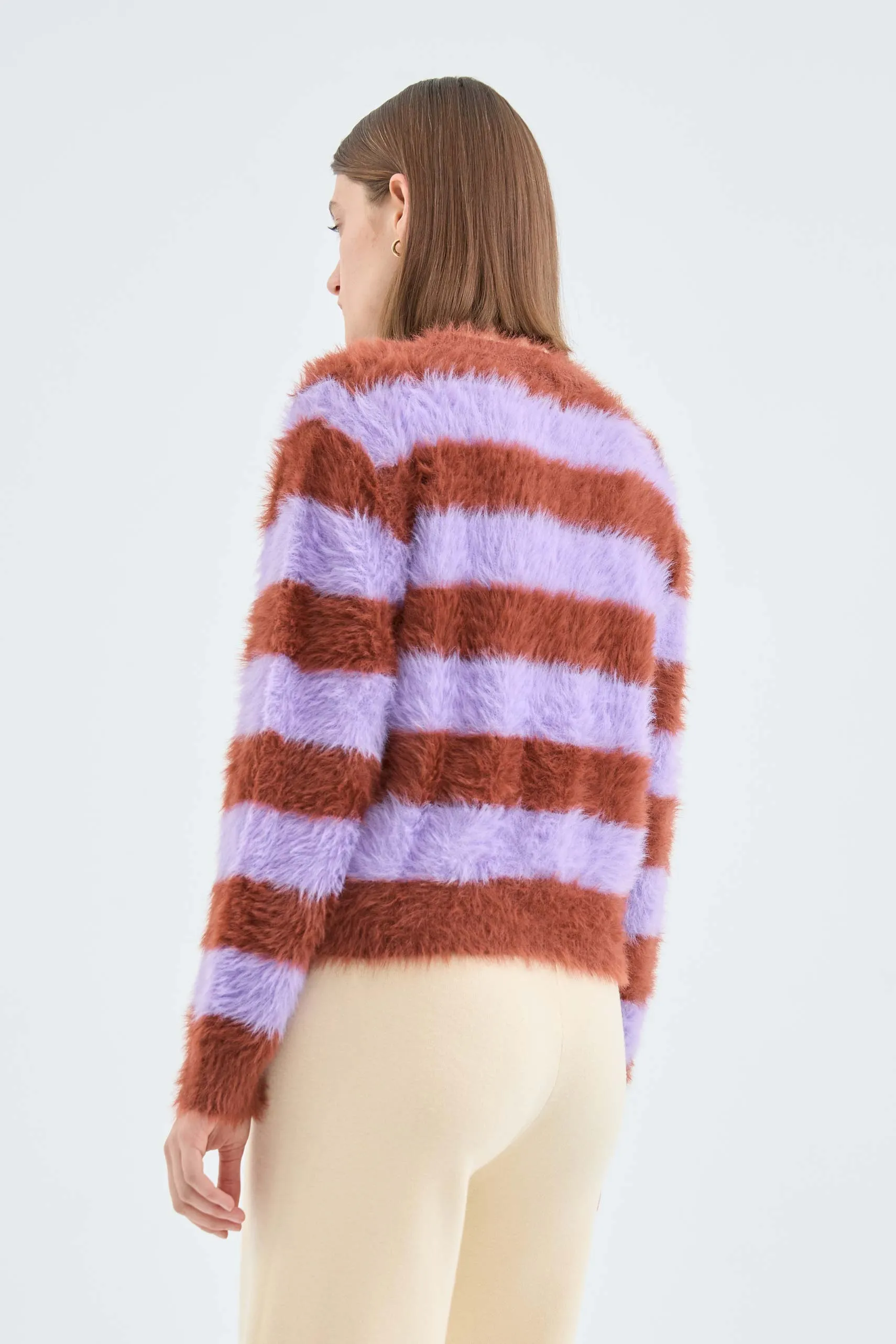 Fuzzy Soft Stripe Sweater