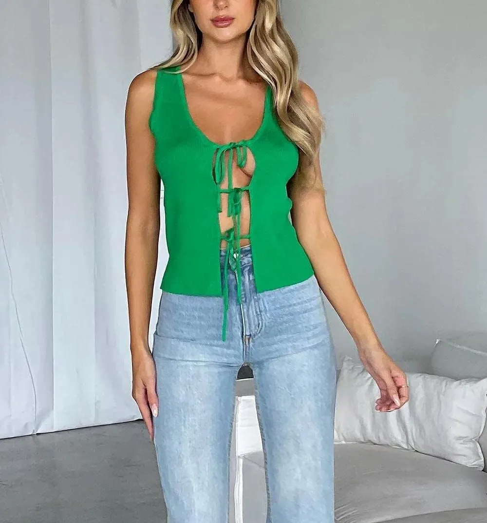 HengShunRui Women Sleeveless Knit Vest Button Down Crochet Sweater Tank Top