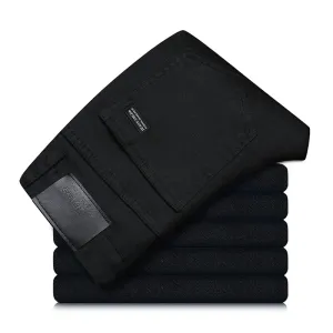 Men's pure black jeans Korean version trendy straight fit pants