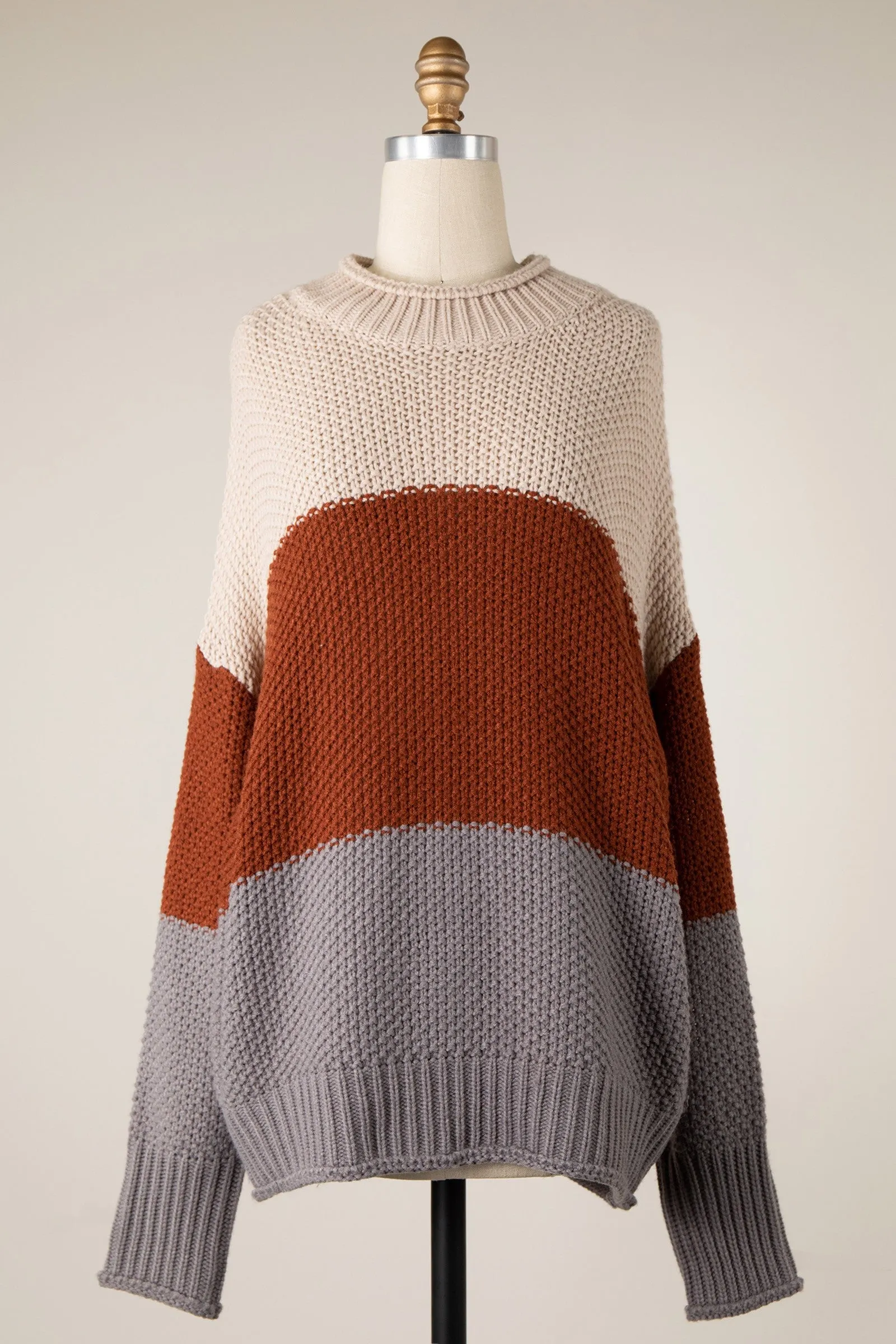 MOCK NECK COLOR BLOCK SWEATER 1 PACK