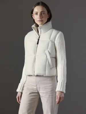 Nina Cardigan-Sleeve Down Jacket - Winter White