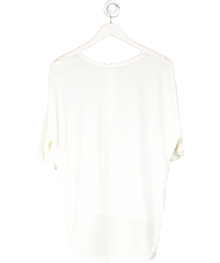 SET Cream Zoey 100% Silk Button T-shirt UK 10