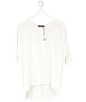 SET Cream Zoey 100% Silk Button T-shirt UK 4