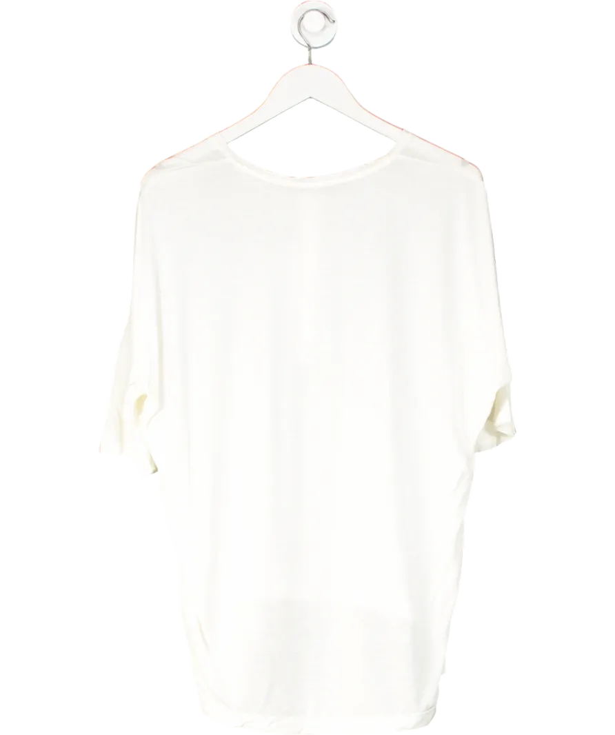 SET Cream Zoey 100% Silk Button T-shirt UK 4