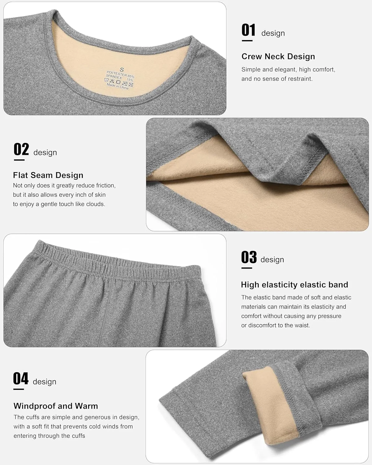 TELALEO 2 Sets Women's Thermal Underwear Long Johns Double-Sided Fleece Lined Base Layer Top & Bottom Pajama for Cold Weather