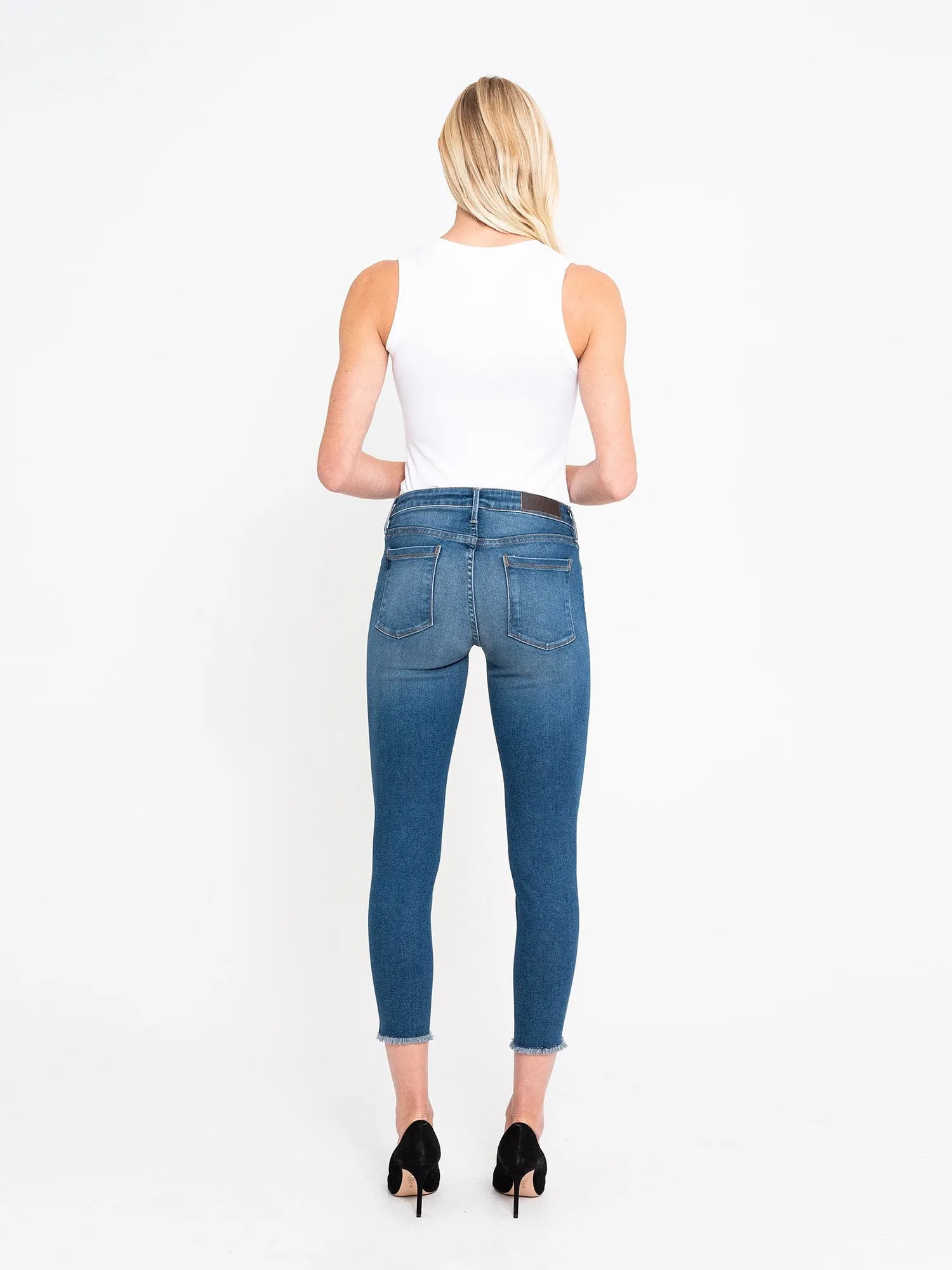 Twisted Seam Skinny Crop w/Raw Hem in La Jolla
