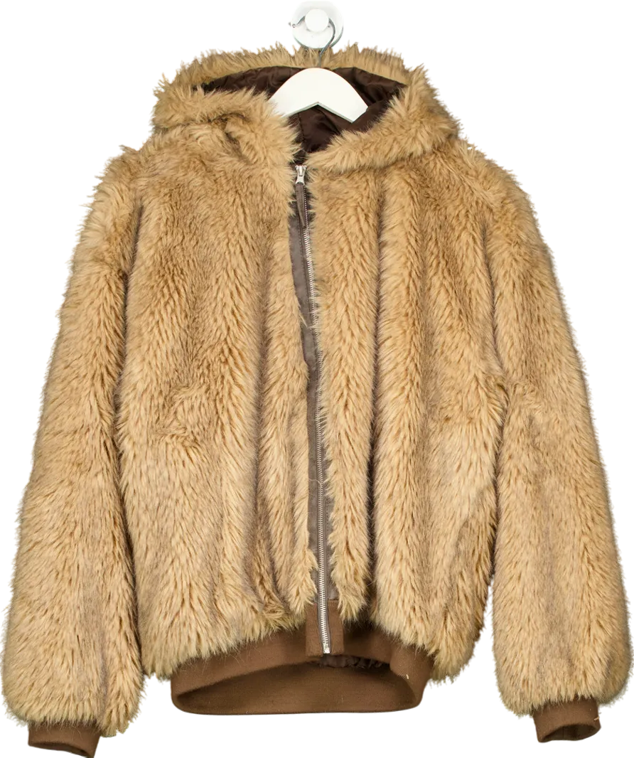 Urban Outfitters Brown Silvio Faux Fur Hoodie UK S