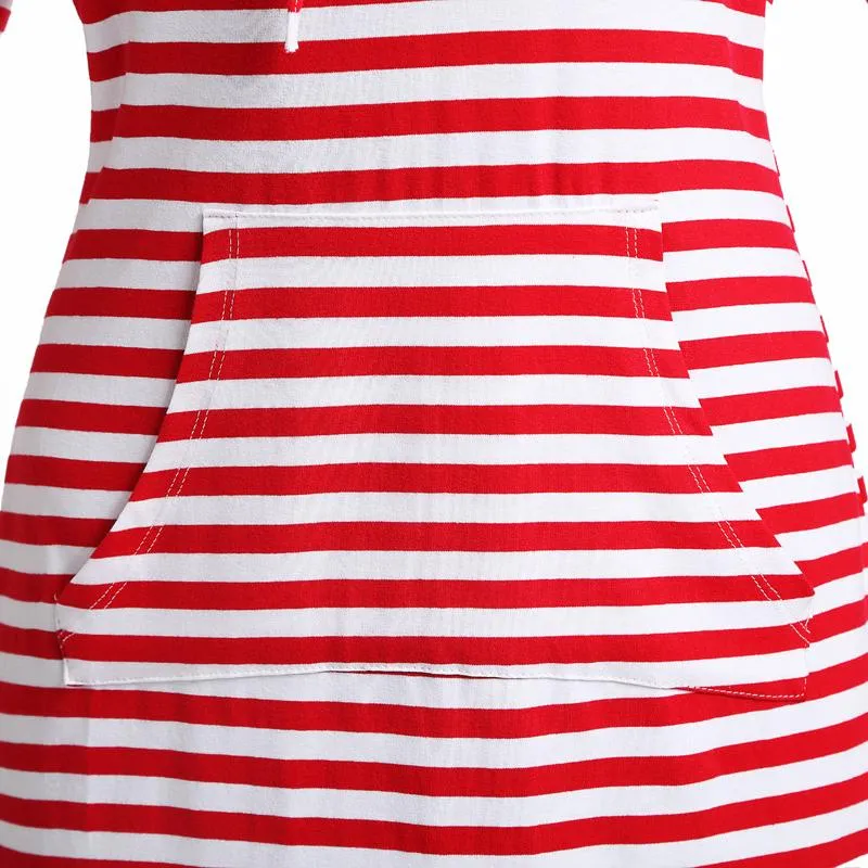 Women dressy seven quarter sleeve drawstring hoodie tunic sweatshirt