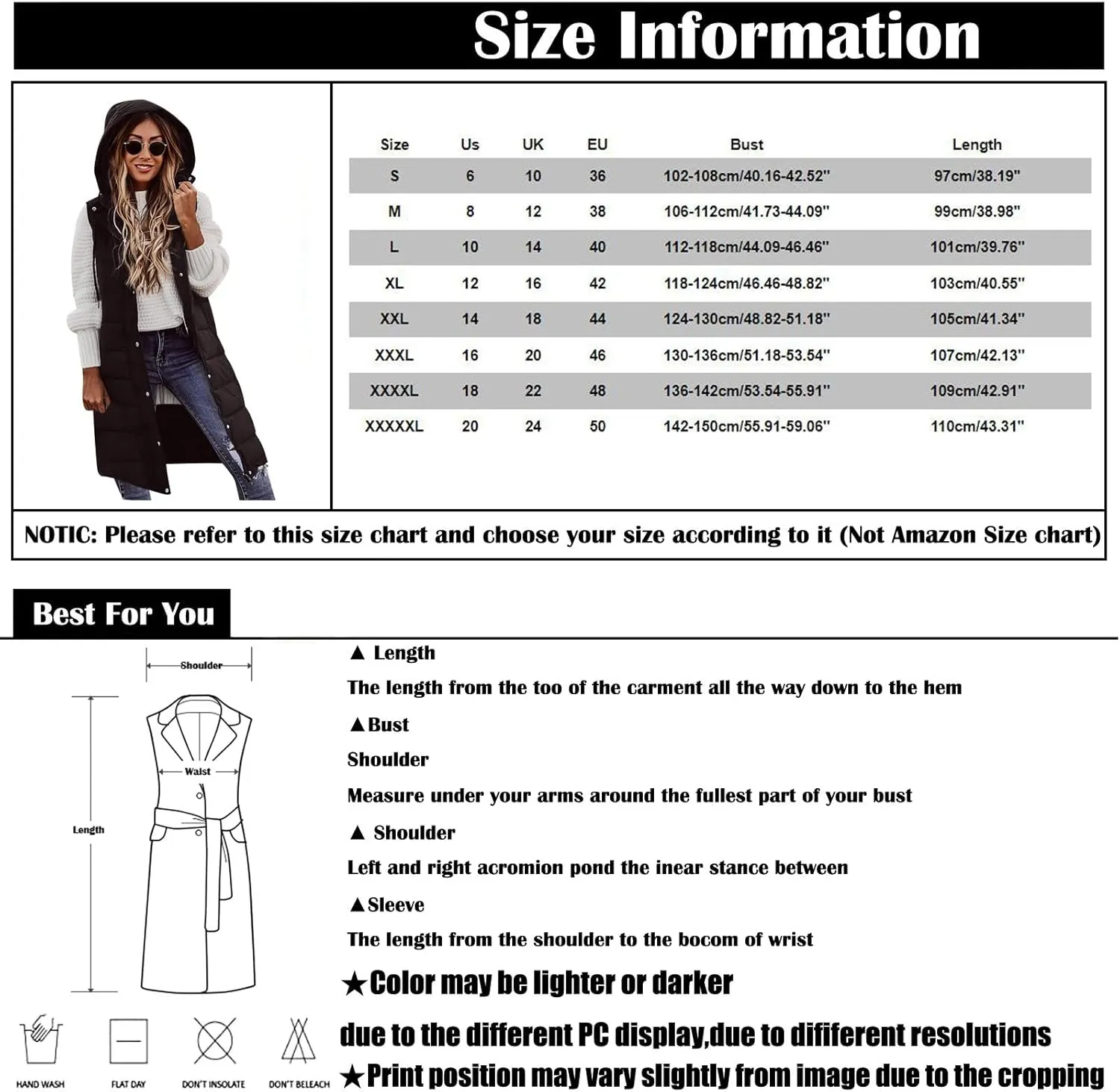Women Long Puffer Vest Oversized Sleeveless Quilted Vest Zipper Hooded Puffy Jacket Plus Size Down Vest Outerwear