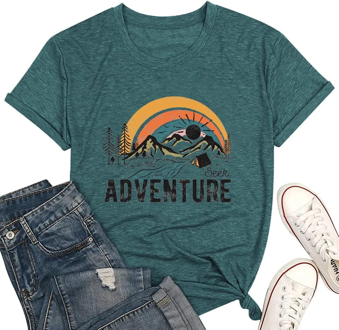 Women Mountain Adventure Workout Tanks Hiking Camping Graphic Athletic Sleeveless Funny Tee Tops