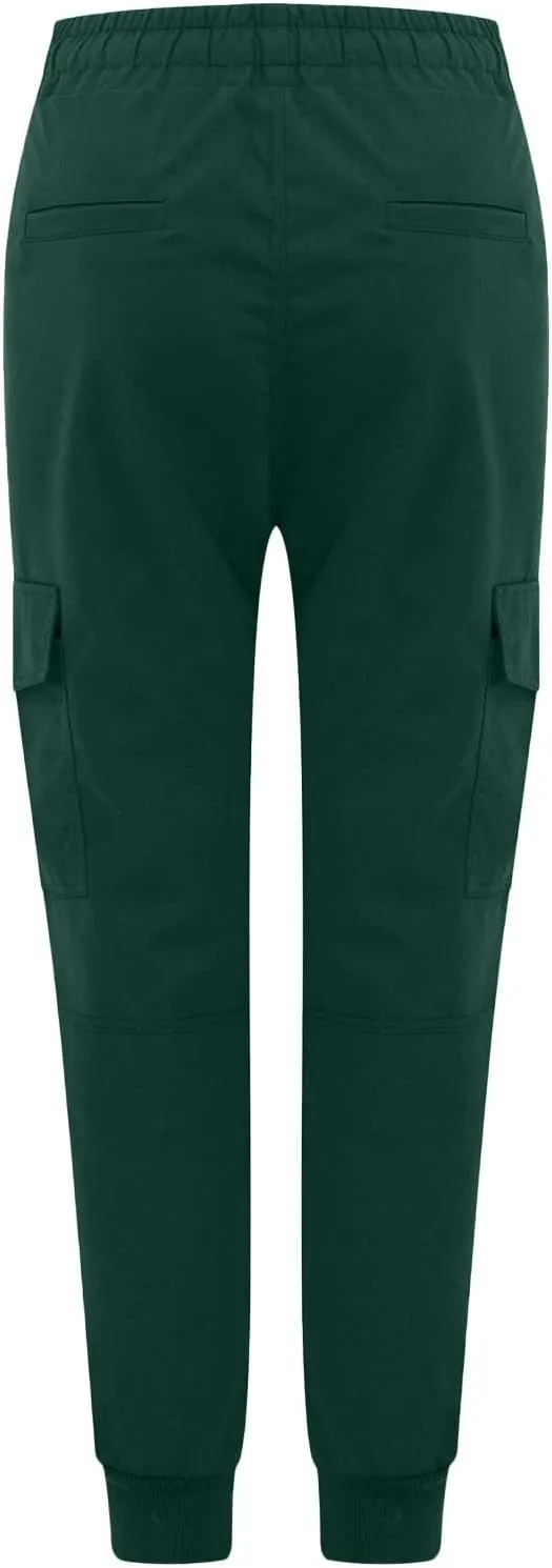 Women's Cargo Pants Tapered Leg Joggers Drawstring High Waist Pants Cotton Casual Hiking Trousers with Pockets