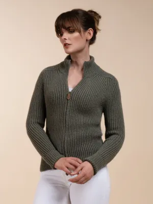 ZIPPED CARDIGAN<br>MOSS