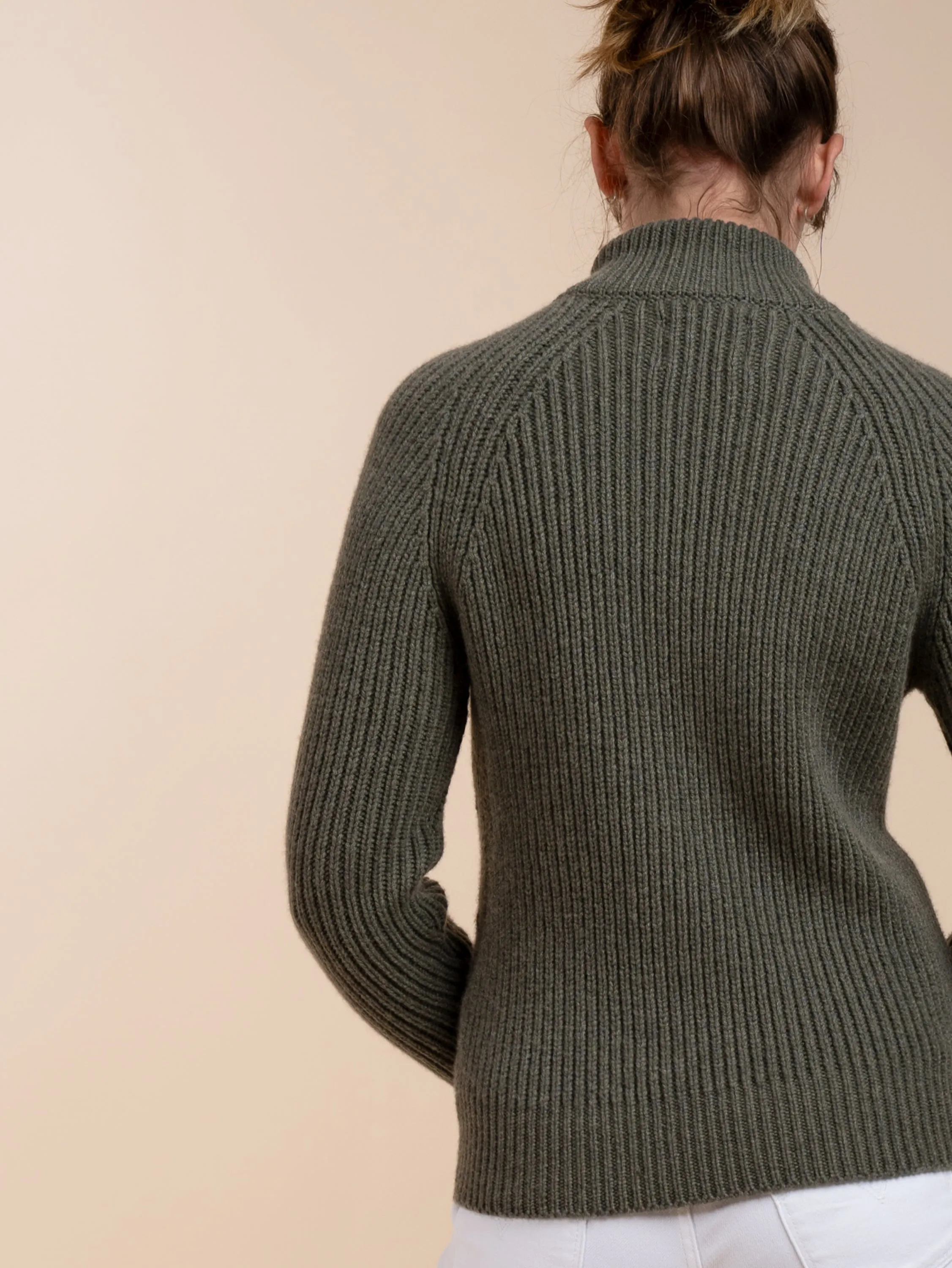 ZIPPED CARDIGAN<br>MOSS